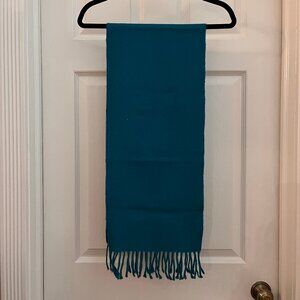 Jennifer Moore, dark teal, lightweight winter scarf, acrylic, EUC